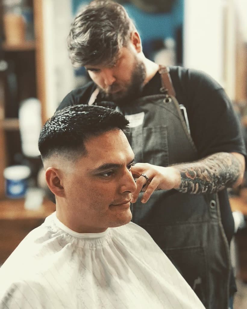 Chandler, barber at Strange Times Barber Co in Summerlin, Las Vegas